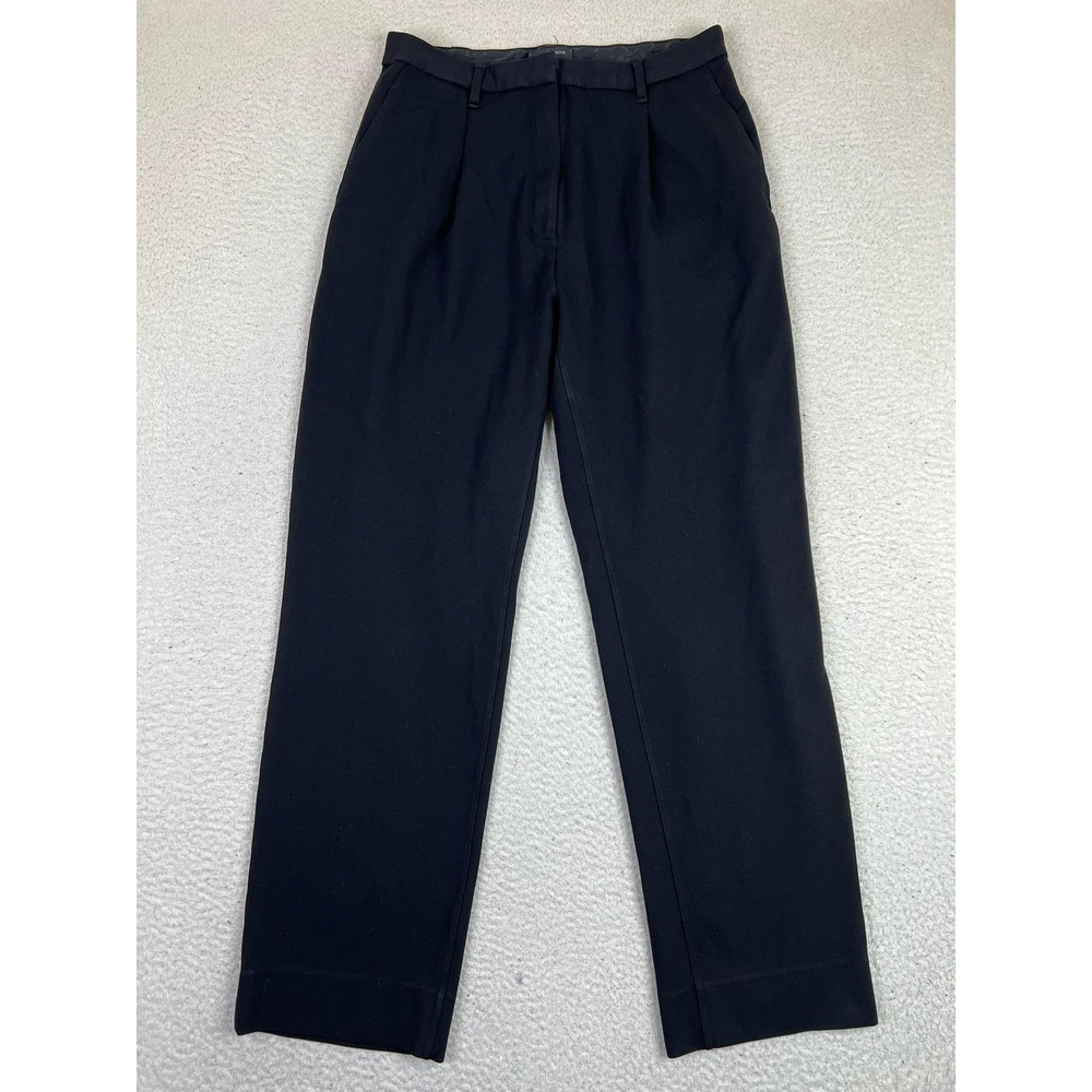 Rag & Bone Pants Womens Small Petite Black Stretch Straight Leg Pleated Dress